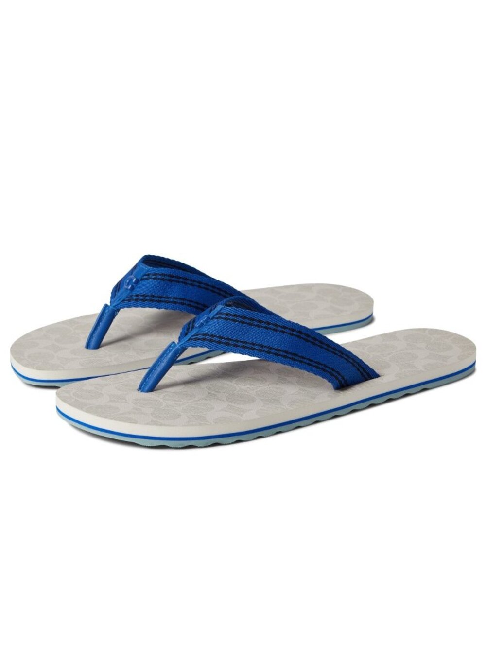 Women's Coach Signature Webbing Flip-Flop Sandals Beach Blue Fin Size 11